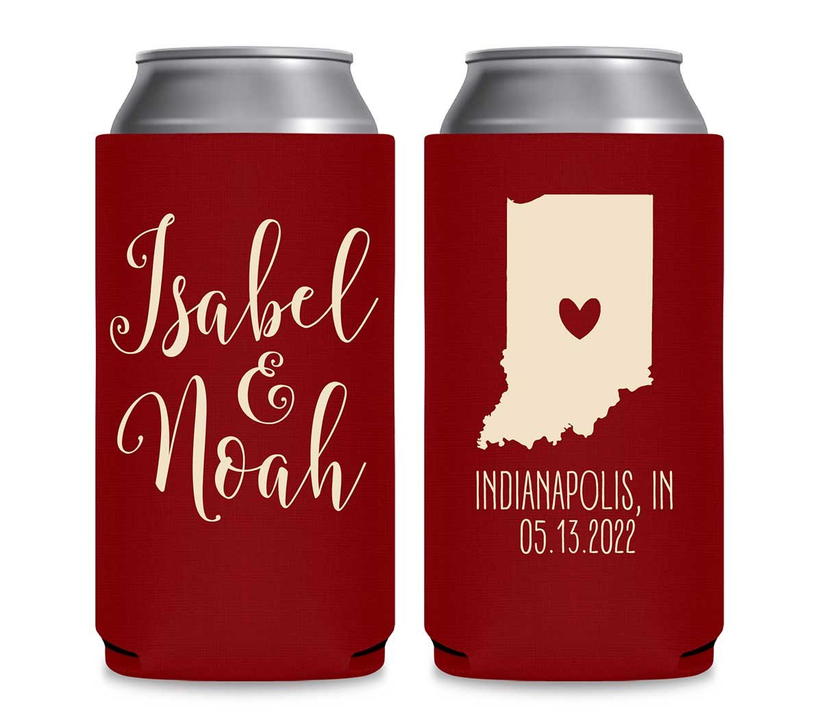 Custom Map 1A Foldable 8.3 oz Slim Can Koozies Wedding Gifts for Guests