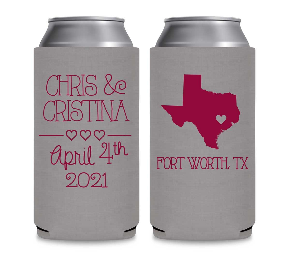 Custom Map 2A Foldable 12 oz Slim Can Koozies Wedding Gifts for Guests