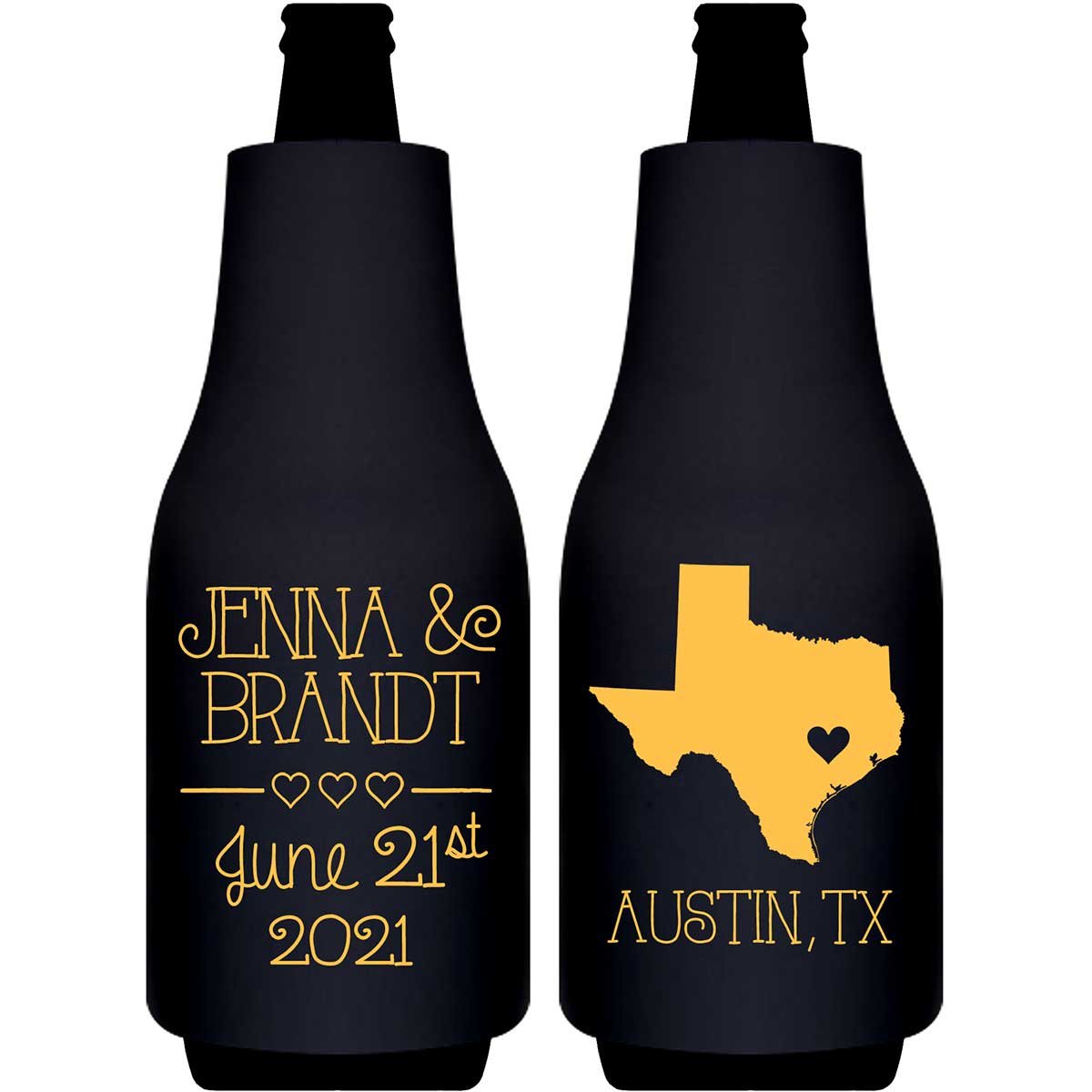 Custom Map 2A Foldable Bottle Sleeve Koozies Wedding Gifts for Guests