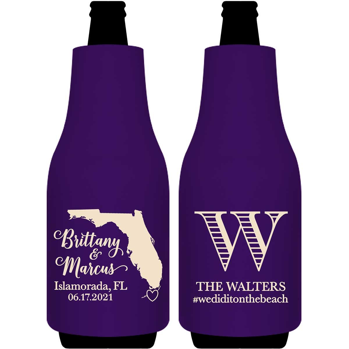Custom Map 3A Foldable Bottle Sleeve Koozies Wedding Gifts for Guests