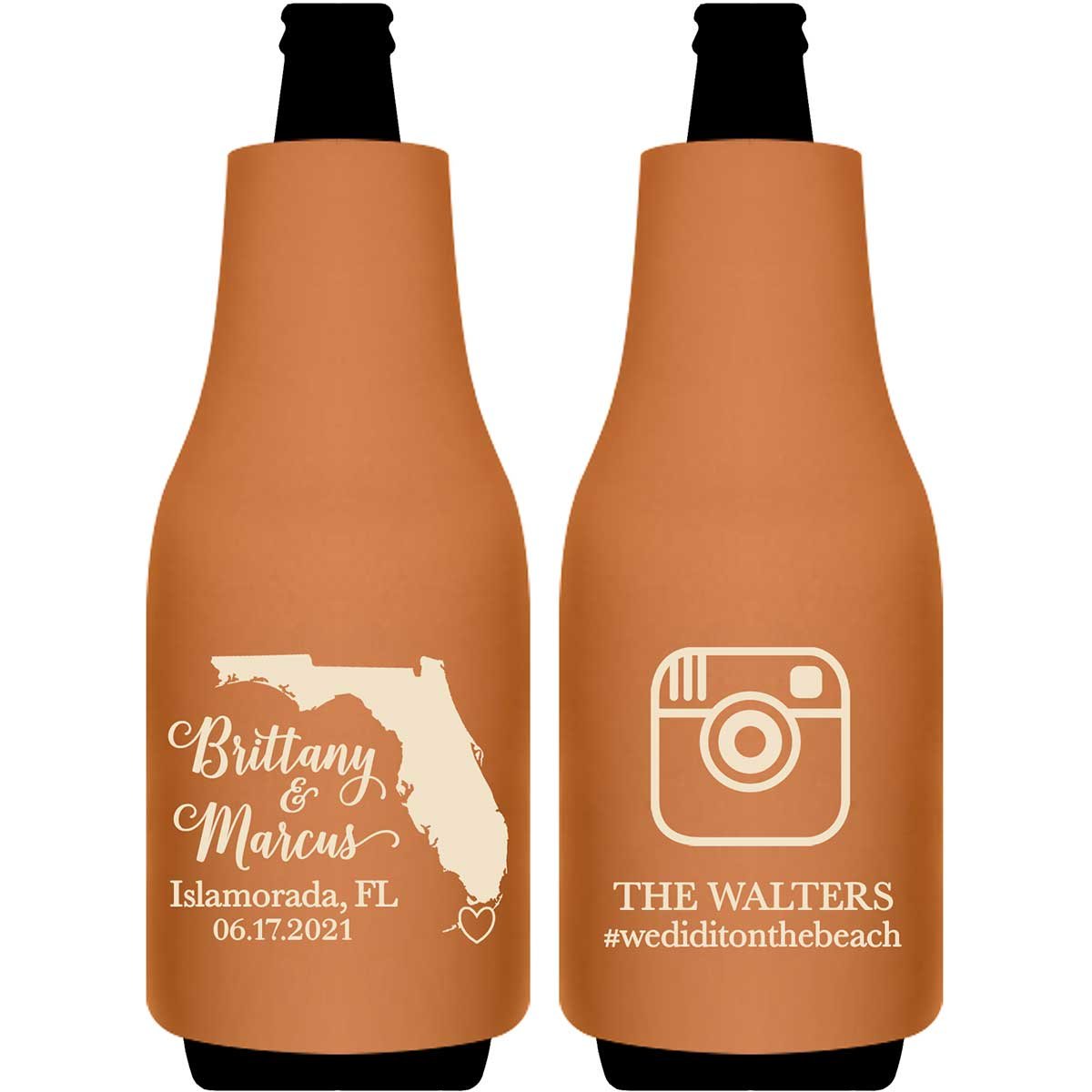 Custom Map 3B Instagram Foldable Bottle Sleeve Koozies Wedding Gifts for Guests