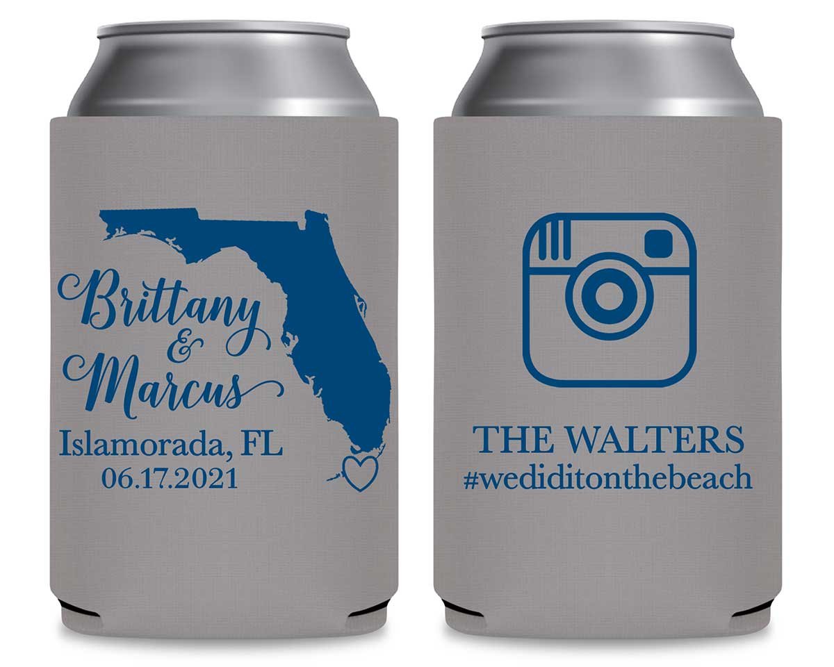 Custom Map 3B Instagram Foldable Can Koozies Wedding Gifts for Guests
