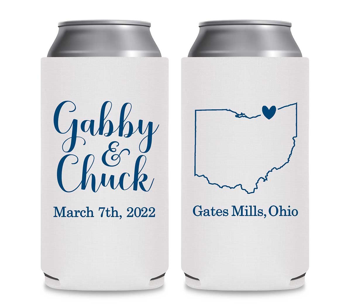 Custom Map 4A Foldable 12 oz Slim Can Koozies Wedding Gifts for Guests