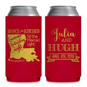 Dance In The Kitchen 1A Louisiana Map Foldable 12 oz Slim Can Koozies Wedding Gifts for Guests