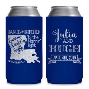 Dance In The Kitchen 1A Louisiana Map Foldable 8.3 oz Slim Can Koozies Wedding Gifts for Guests
