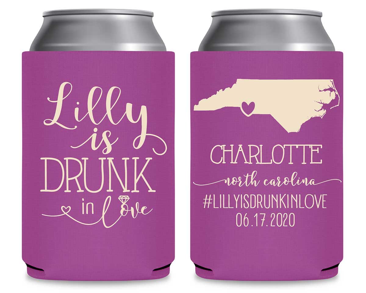 Drunk In Love Bachelorette 1A Any Map Foldable Can Koozies Wedding Gifts for Guests