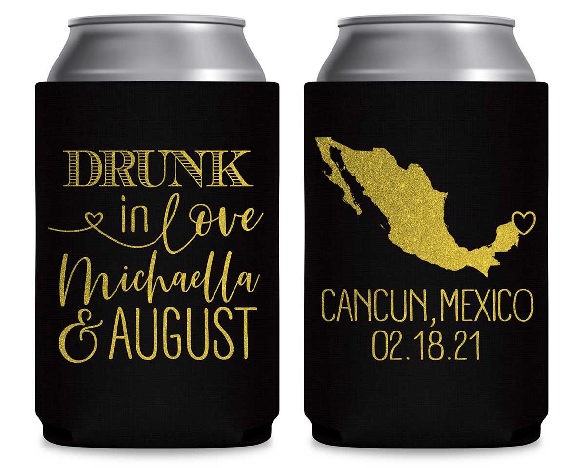 Drunk In Love 1B Any Map Foldable Can Koozies Wedding Gifts for Guests