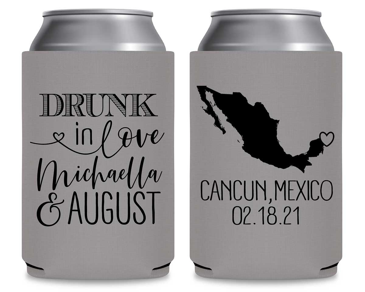 Drunk In Love 1B Any Map Foldable Can Koozies Wedding Gifts for Guests