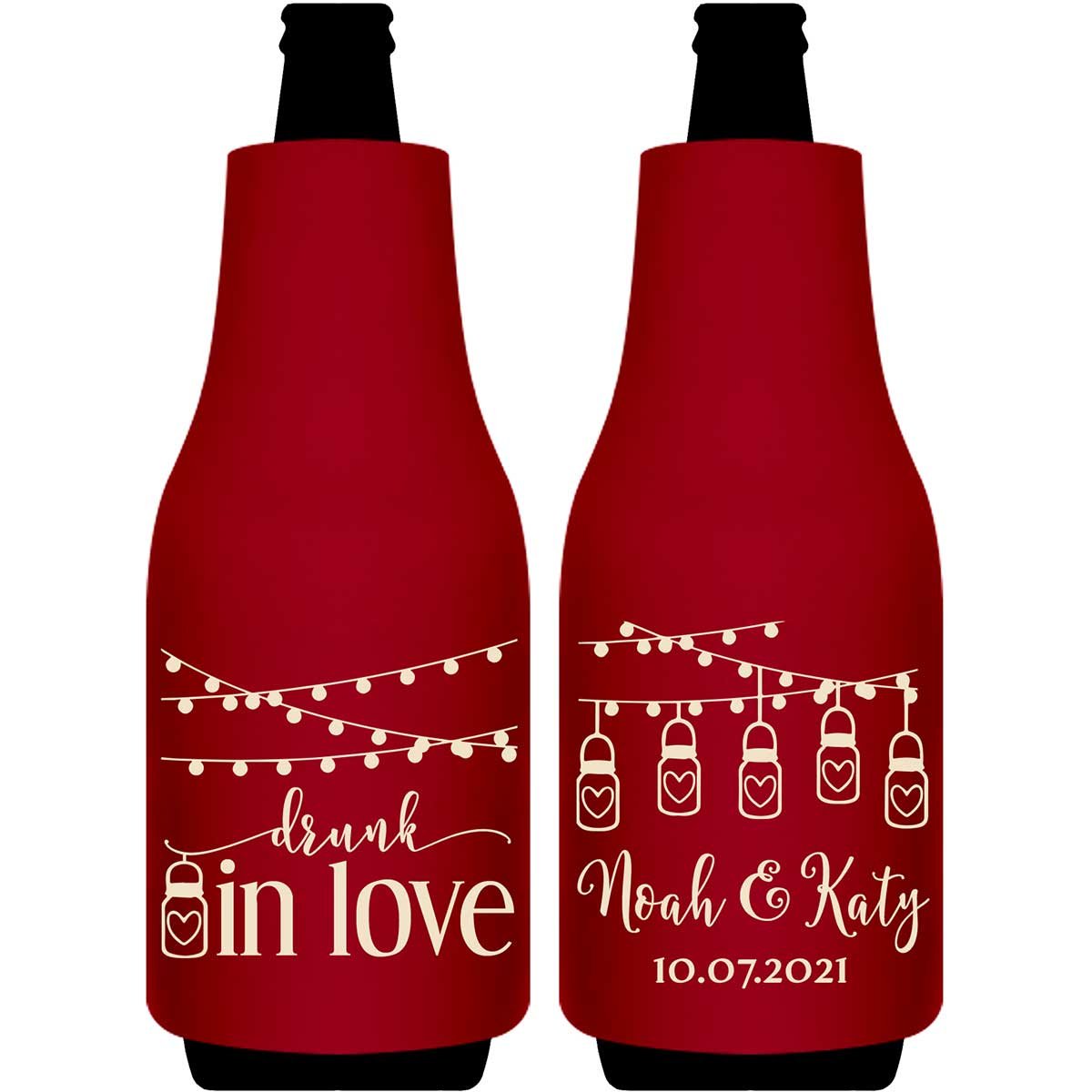 Drunk In Love 2A Mason Jars Foldable Bottle Sleeve Koozies Wedding Gifts for Guests