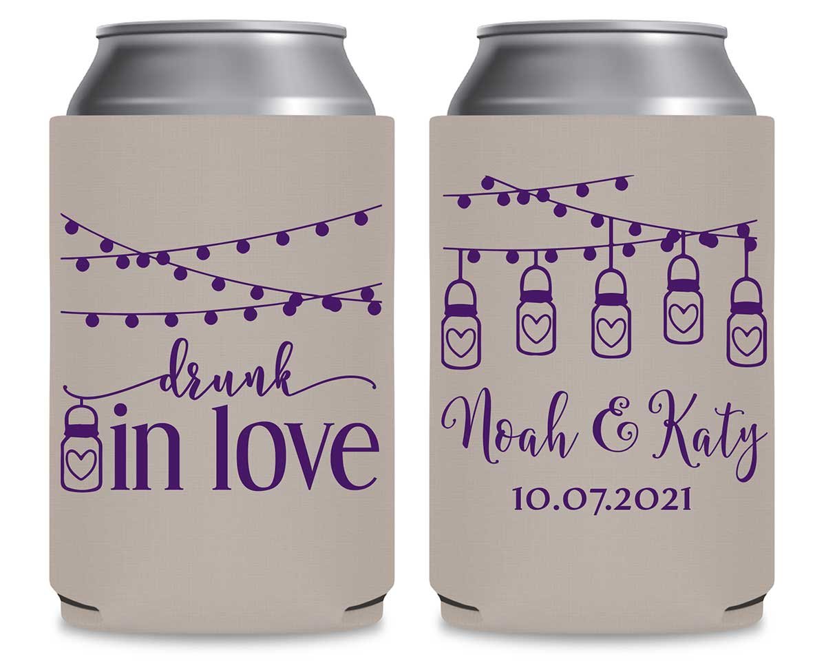 Drunk In Love 2A Mason Jars Foldable Can Koozies Wedding Gifts for Guests