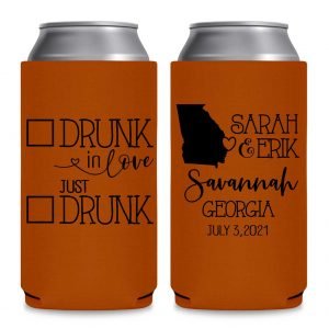 Drunk In Love 3A Any Map Foldable 12 oz Slim Can Koozies Wedding Gifts for Guests