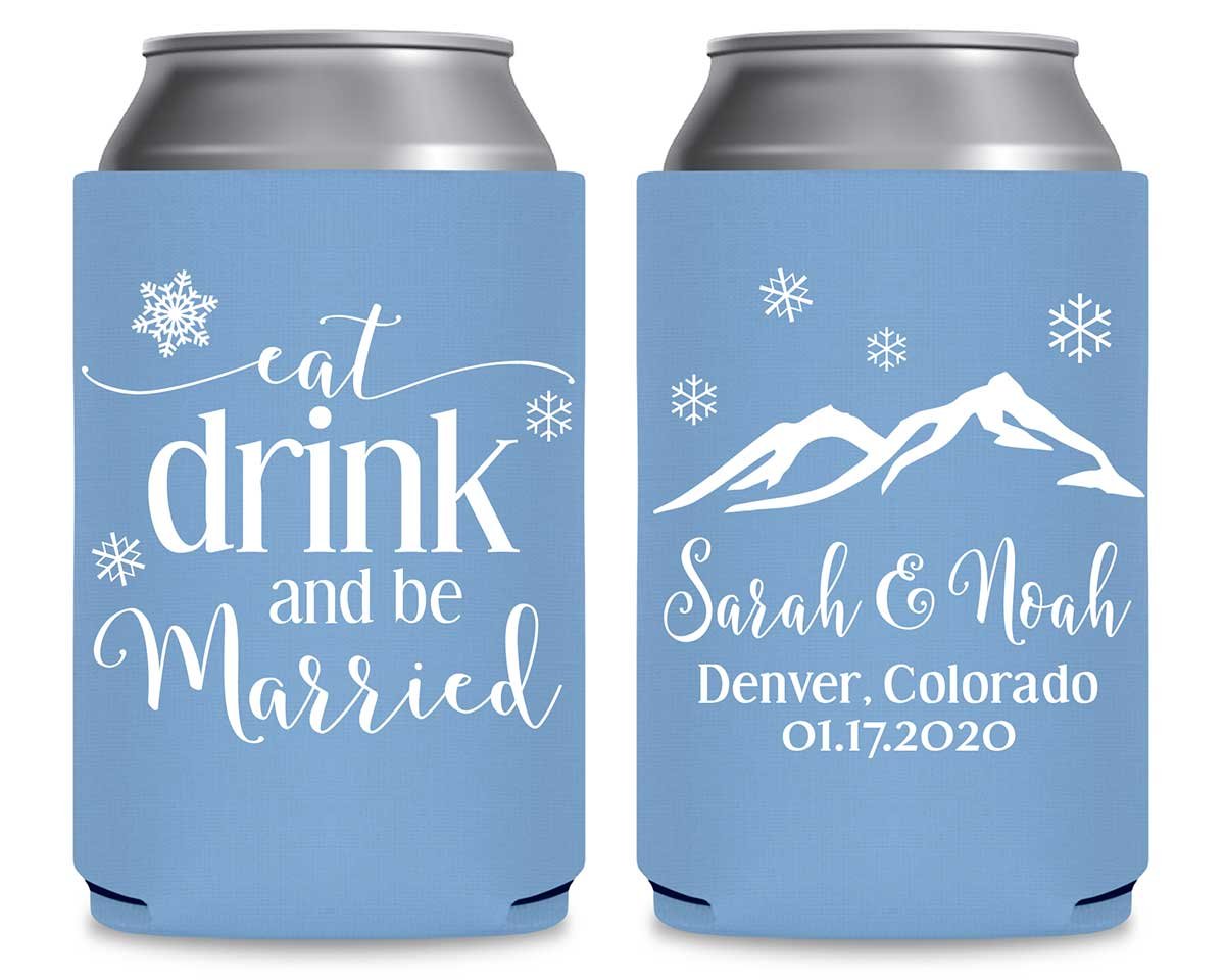 Eat Drink And Be Married 3B Foldable Can Koozies Wedding Gifts for Guests