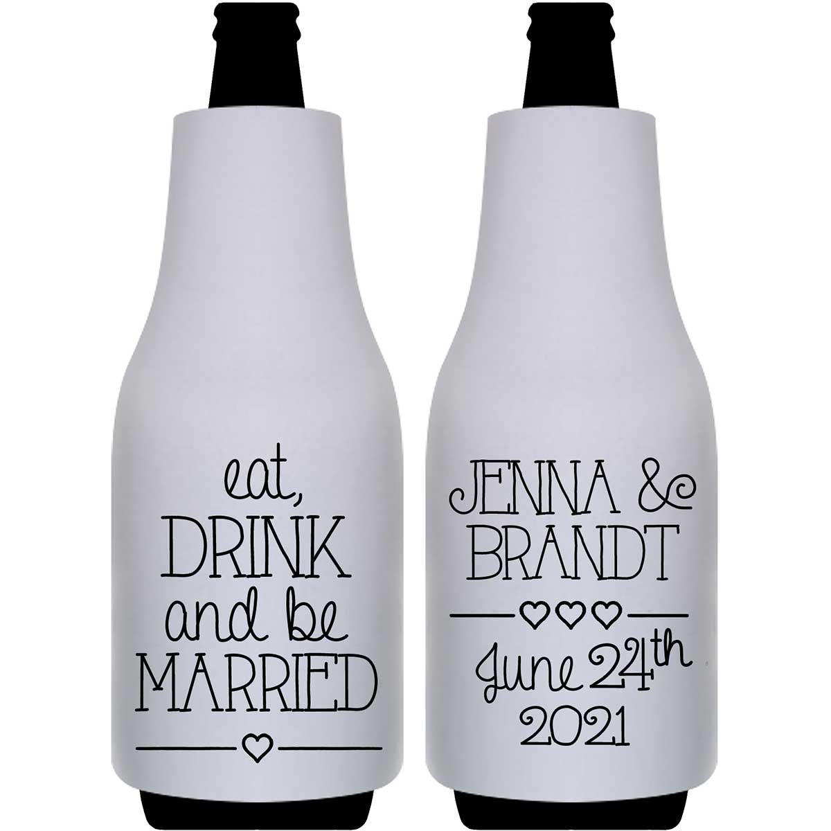 Eat Drink And Be Married 5A Foldable Bottle Sleeve Koozies Wedding Gifts for Guests