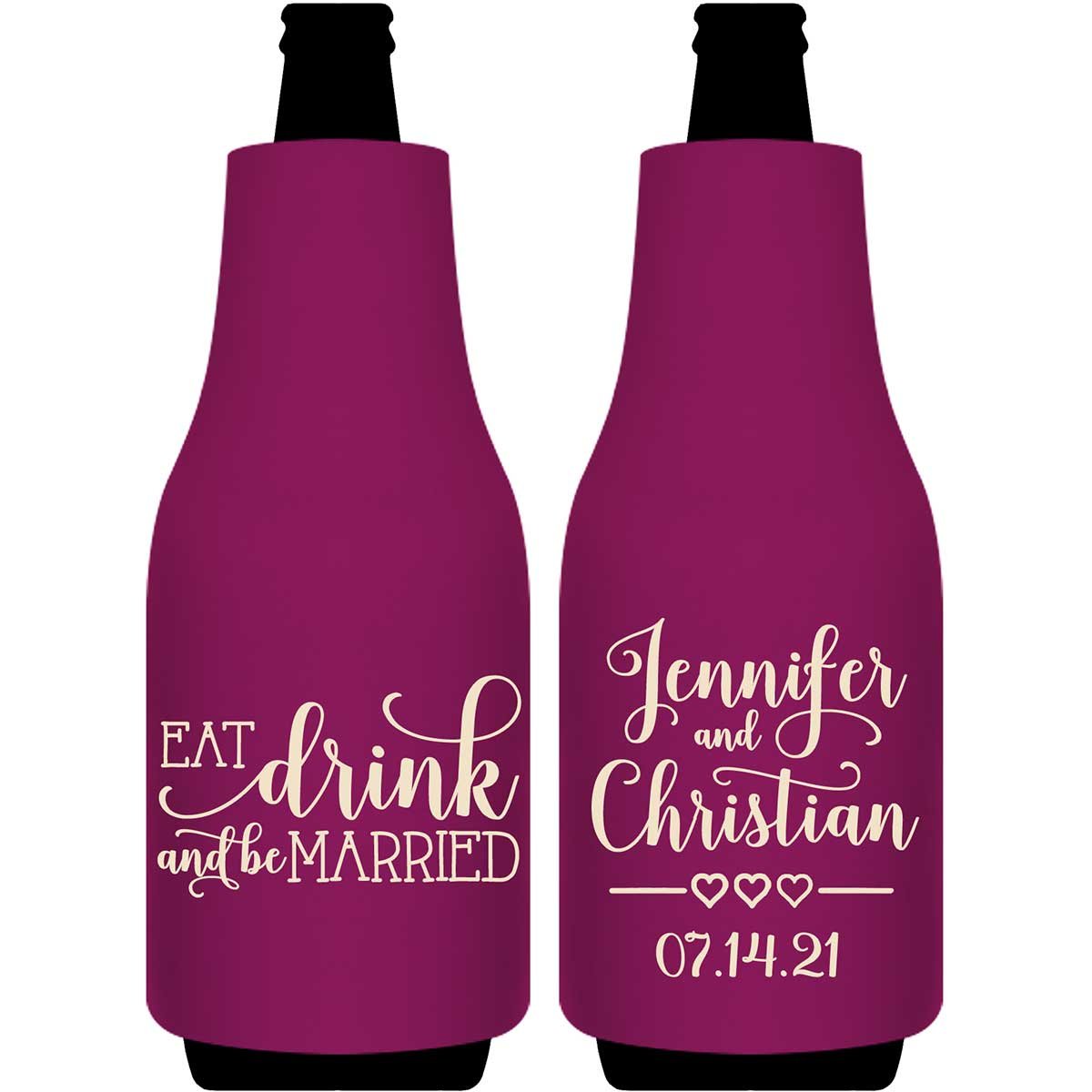 Eat Drink And Be Married 6A Foldable Bottle Sleeve Koozies Wedding Gifts for Guests
