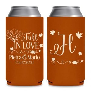 Fall In Love 2A Foldable 12 oz Slim Can Koozies Wedding Gifts for Guests