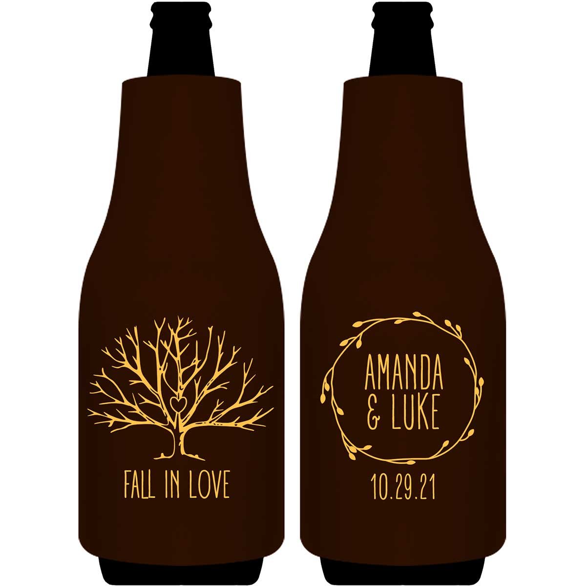 Fall In Love 4A Foldable Bottle Sleeve Koozies Wedding Gifts for Guests