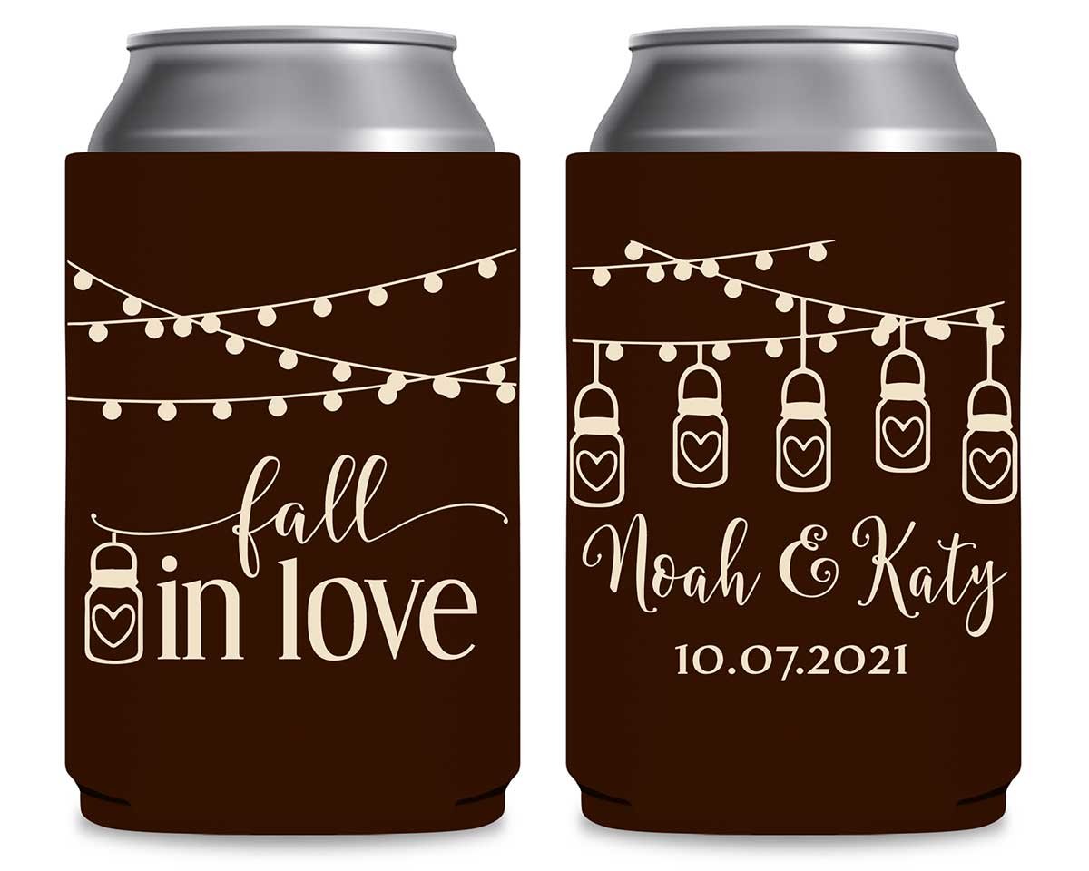 Fall In Love 7A Foldable Can Koozies Wedding Gifts for Guests
