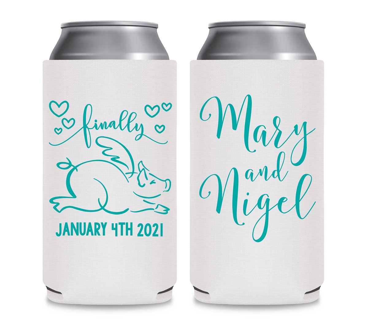 Finally 1A When Pigs Fly Foldable 12 oz Slim Can Koozies Wedding Gifts for Guests