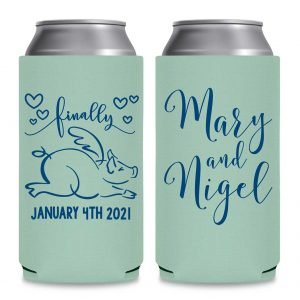 Finally 1A When Pigs Fly Foldable 8.3 oz Slim Can Koozies Wedding Gifts for Guests
