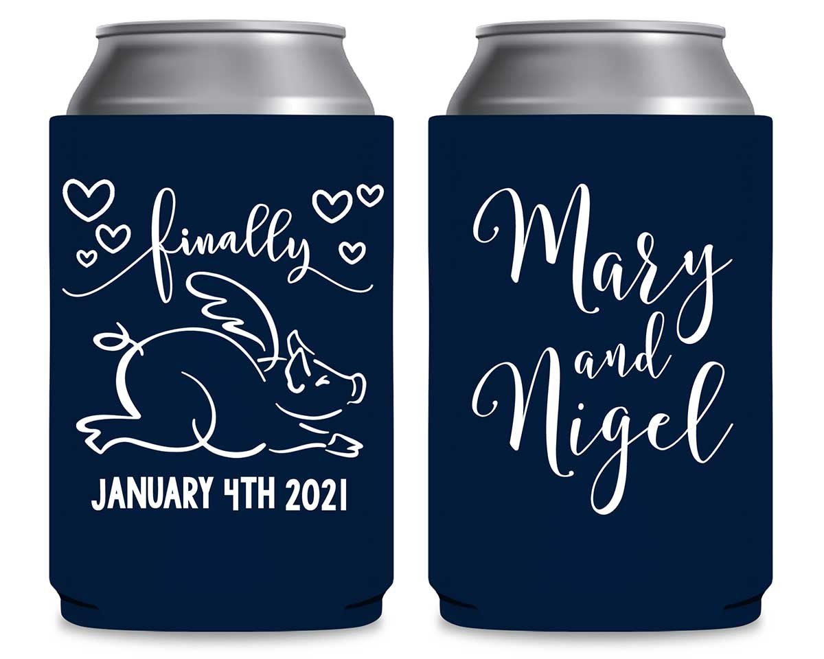 Finally 1A When Pigs Fly Foldable Can Koozies Wedding Gifts for Guests