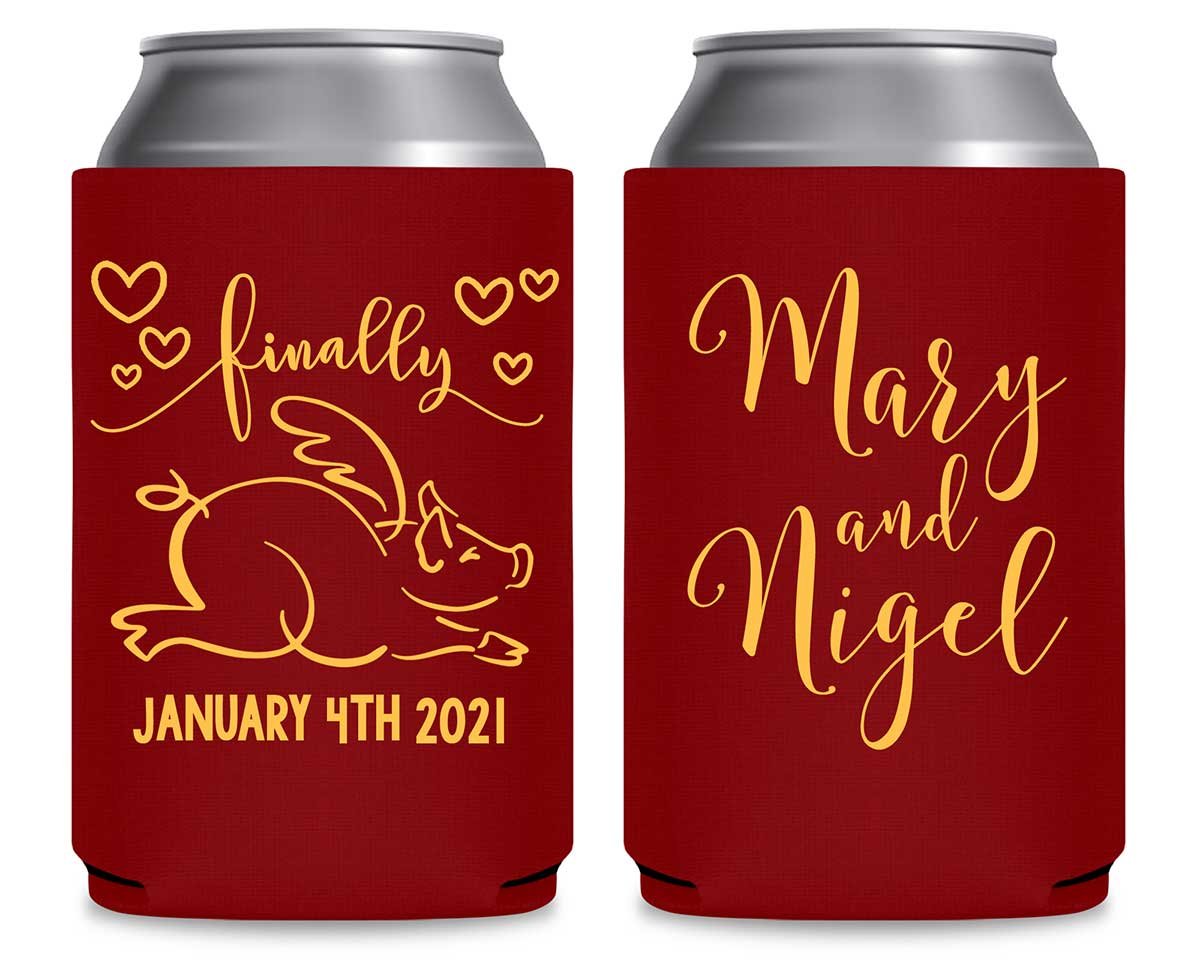 Finally 1A When Pigs Fly Foldable Can Koozies Wedding Gifts for Guests
