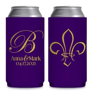 Fleur de Lis 1A Foldable 8.3 oz Slim Can Koozies Wedding Gifts for Guests