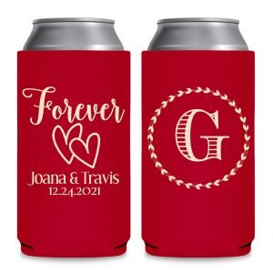 Forever 1A Intertwined Hearts Foldable 8.3 oz Slim Can Koozies Wedding Gifts for Guests