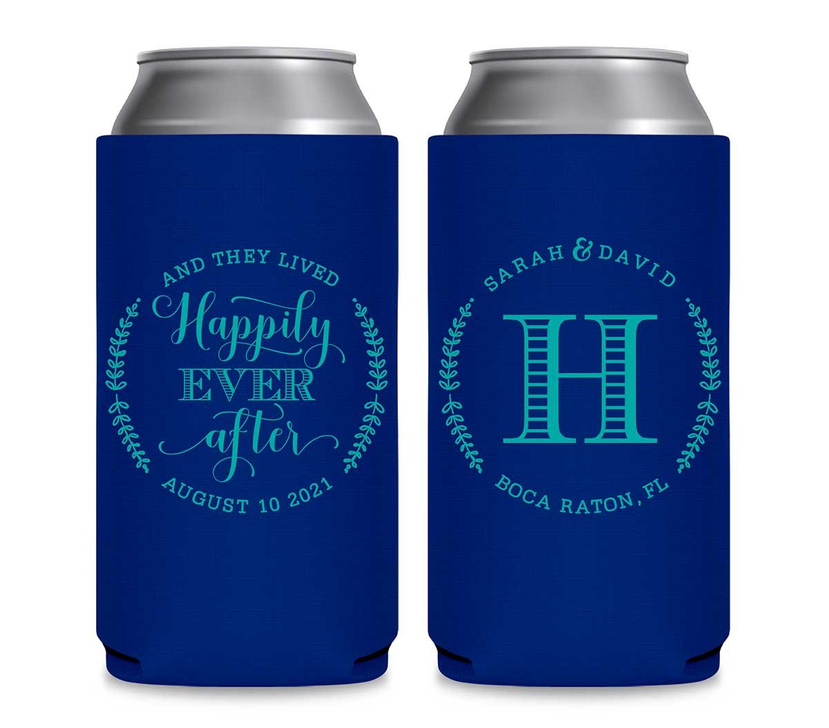Happily Ever After 1A Foldable 12 oz Slim Can Koozies Wedding Gifts for Guests