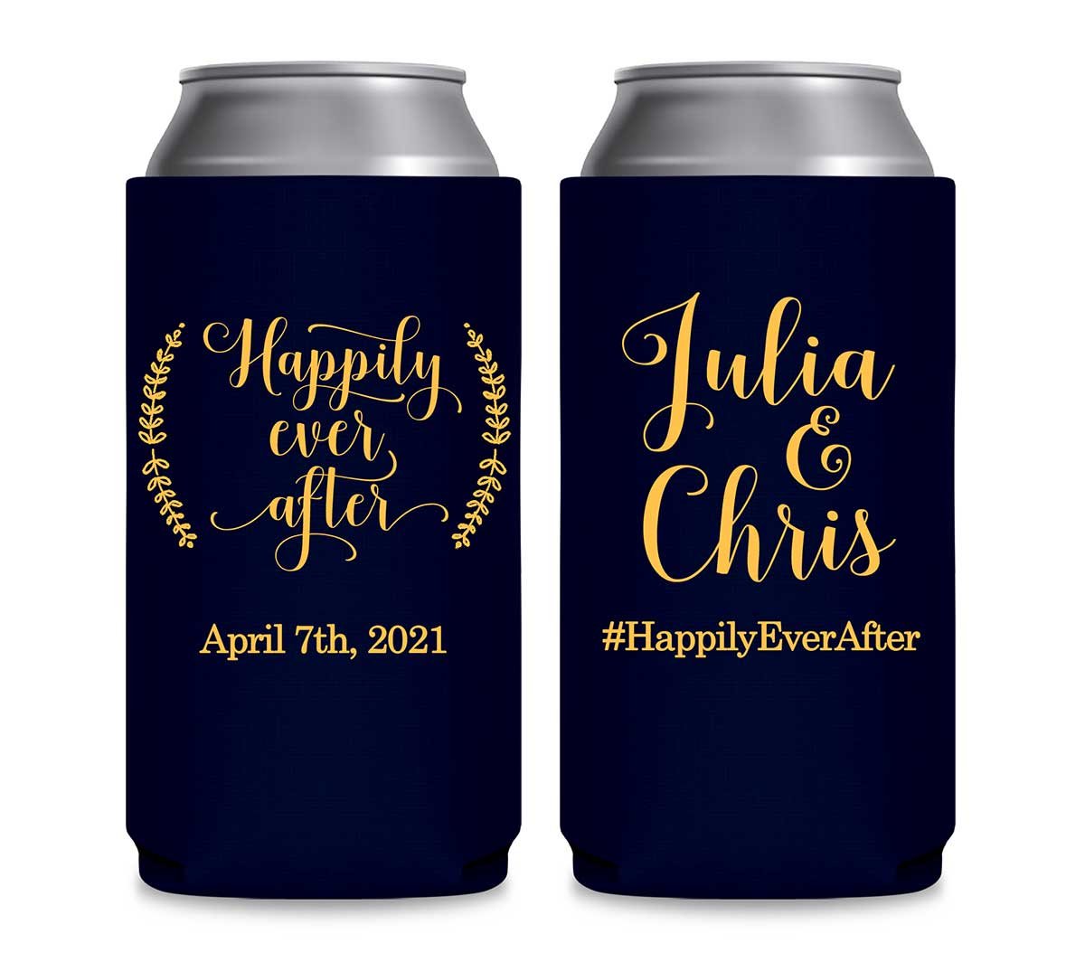 Happily Ever After 2A Foldable 12 oz Slim Can Koozies Wedding Gifts for Guests