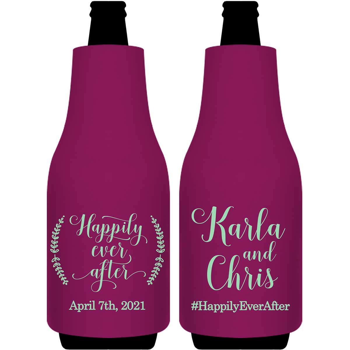 Happily Ever After 2A Foldable Bottle Sleeve Koozies Wedding Gifts for Guests