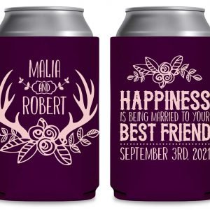 Happiness Best Friend 1A Foldable Can Koozies Wedding Gifts for Guests