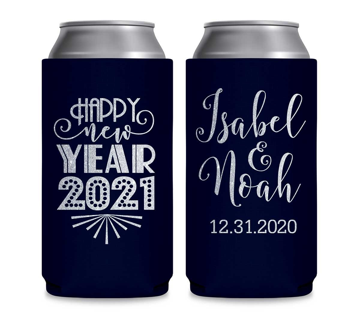 Happy New Year 1A Foldable 12 oz Slim Can Koozies Wedding Gifts for Guests