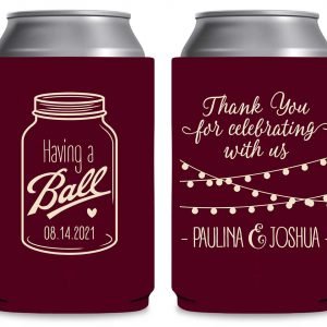 Having A Ball 1A Mason Jar Foldable Can Koozies Wedding Gifts for Guests
