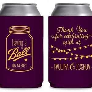 Having A Ball 1A Mason Jar Foldable Can Koozies Wedding Gifts for Guests