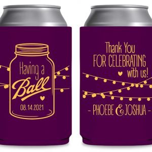 Having A Ball 1B Mason Jar Foldable Can Koozies Wedding Gifts for Guests