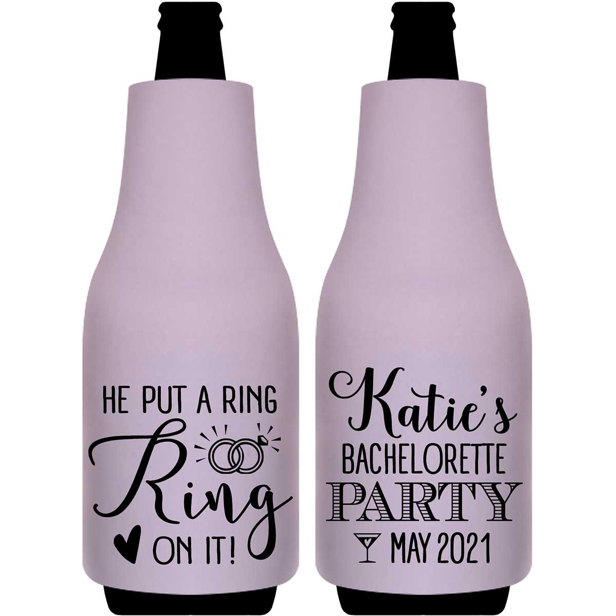 He Put A Ring On It Bachelorette 1A Foldable Bottle Sleeve Koozies Wedding Gifts for Guests