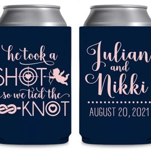 He Took A Shot We Tied The Knot 1A Foldable Can Koozies Wedding Gifts for Guests