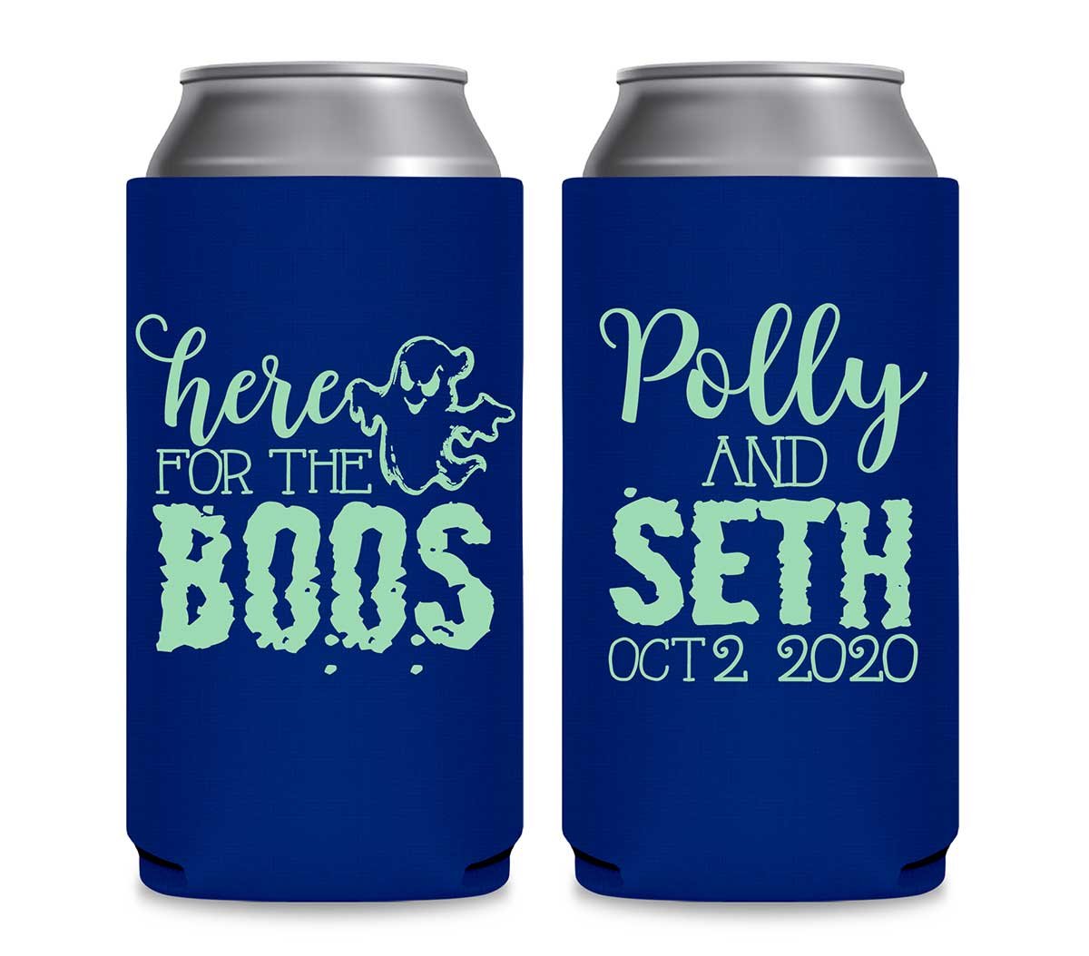 Here For The Boos 1A Foldable 12 oz Slim Can Koozies Wedding Gifts for Guests