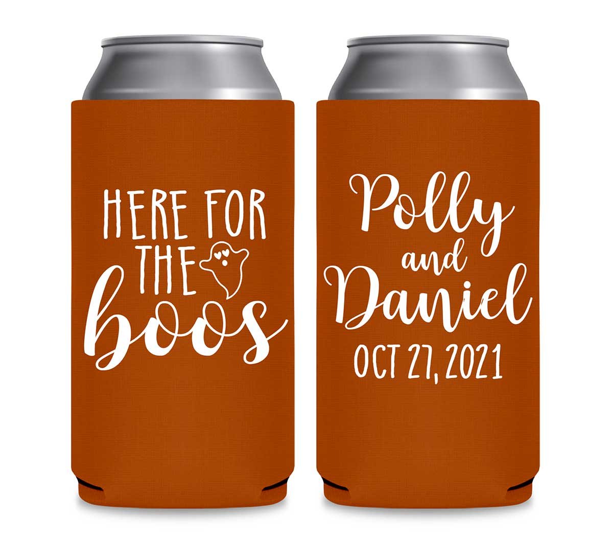 Here For The Boos 2A Foldable 12 oz Slim Can Koozies Wedding Gifts for Guests