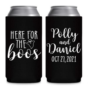 Here For The Boos 2A Foldable 8.3 oz Slim Can Koozies Wedding Gifts for Guests
