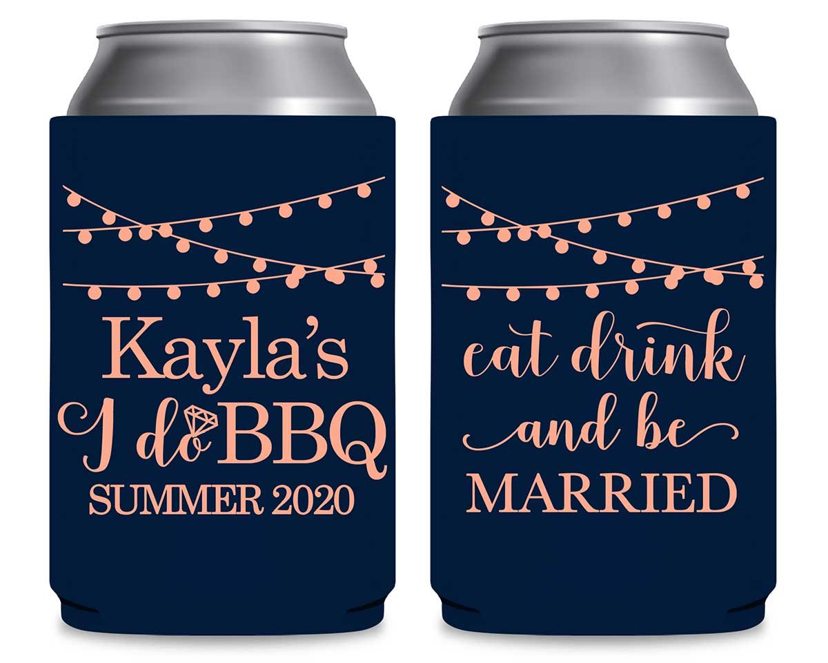 I Do BBQ 2A Eat Drink Be Married Foldable Can Koozies Wedding Gifts for Guests