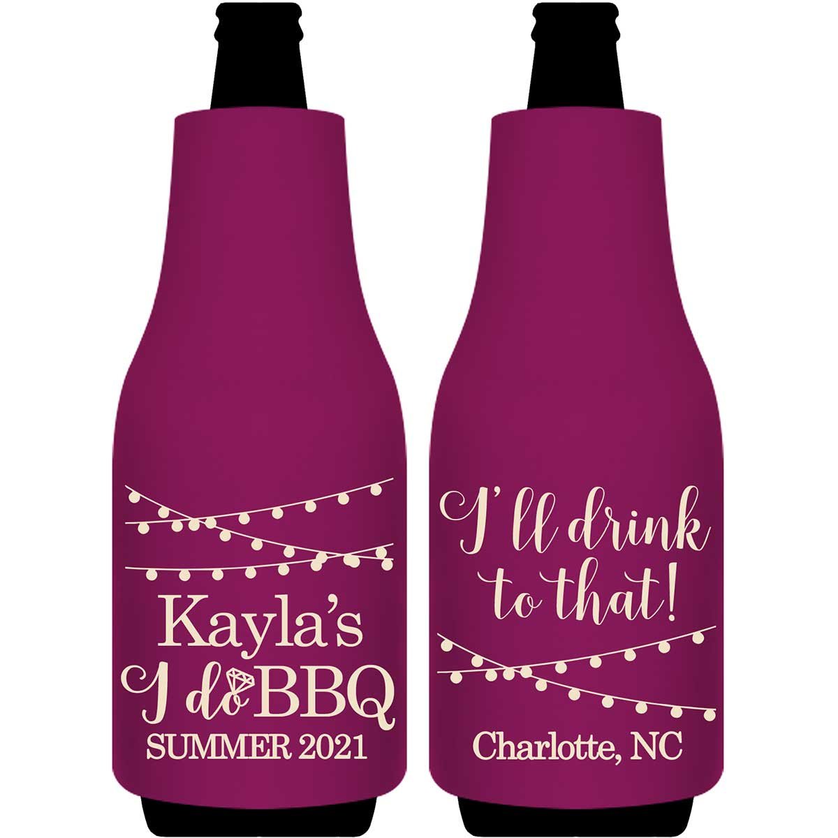 I Do BBQ 2B I'll Drink To That Foldable Bottle Sleeve Koozies Wedding Gifts for Guests