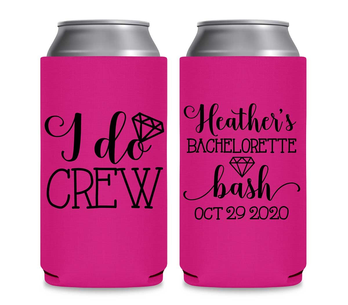 I Do Crew Bachelorette 1A Foldable 12 oz Slim Can Koozies Wedding Gifts for Guests