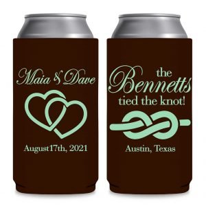 Intertwined Hearts 1A We Tied The Knot Foldable 12 oz Slim Can Koozies Wedding Gifts for Guests