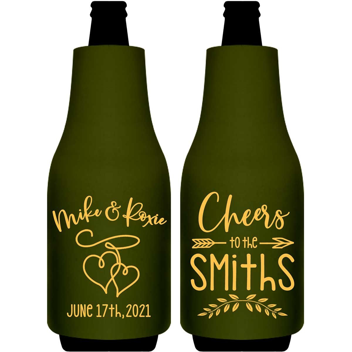Intertwined Hearts 4A Cheers Foldable Bottle Sleeve Koozies Wedding Gifts for Guests