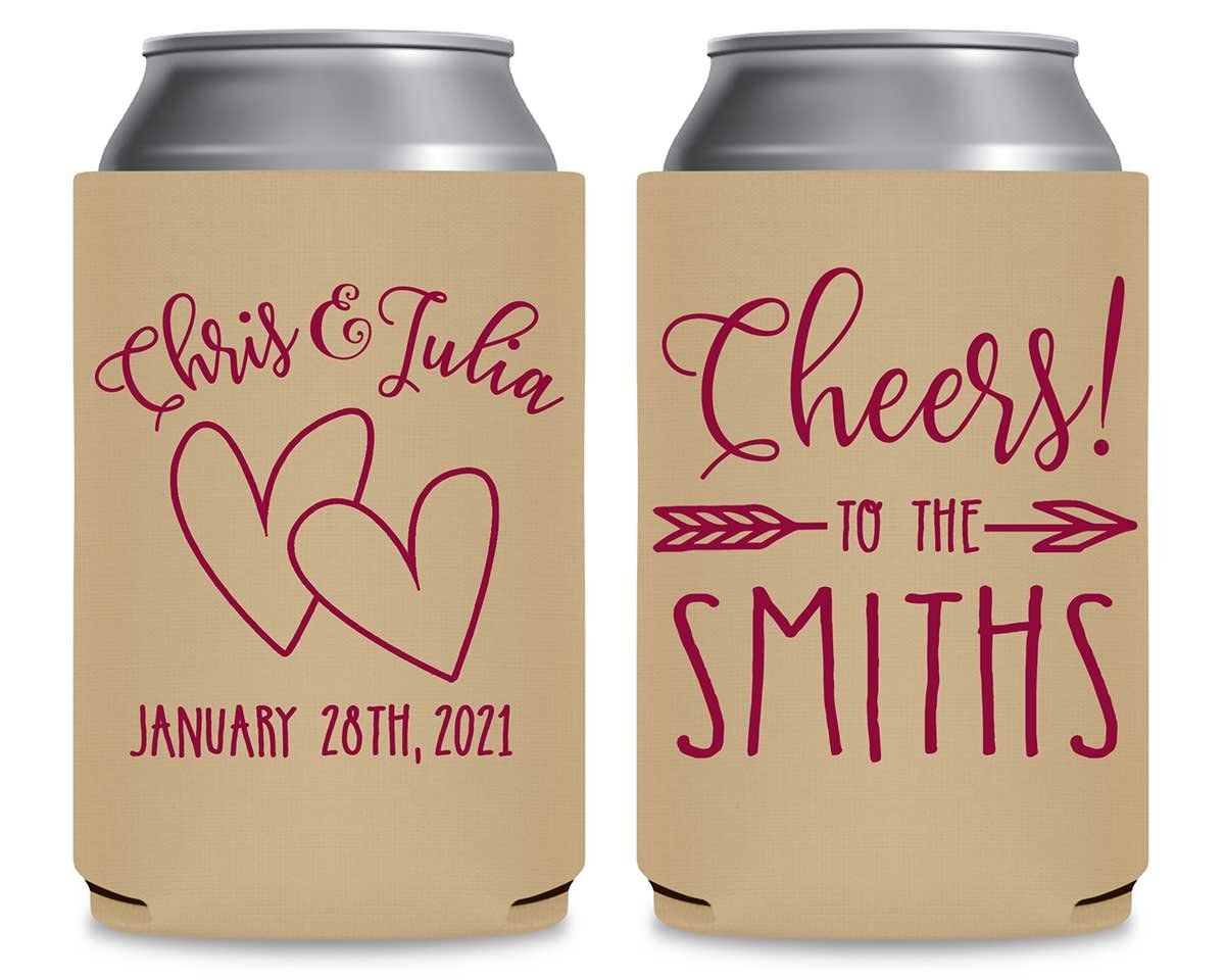 Intertwined Hearts 4B Cheers Foldable Can Koozies Wedding Gifts for Guests