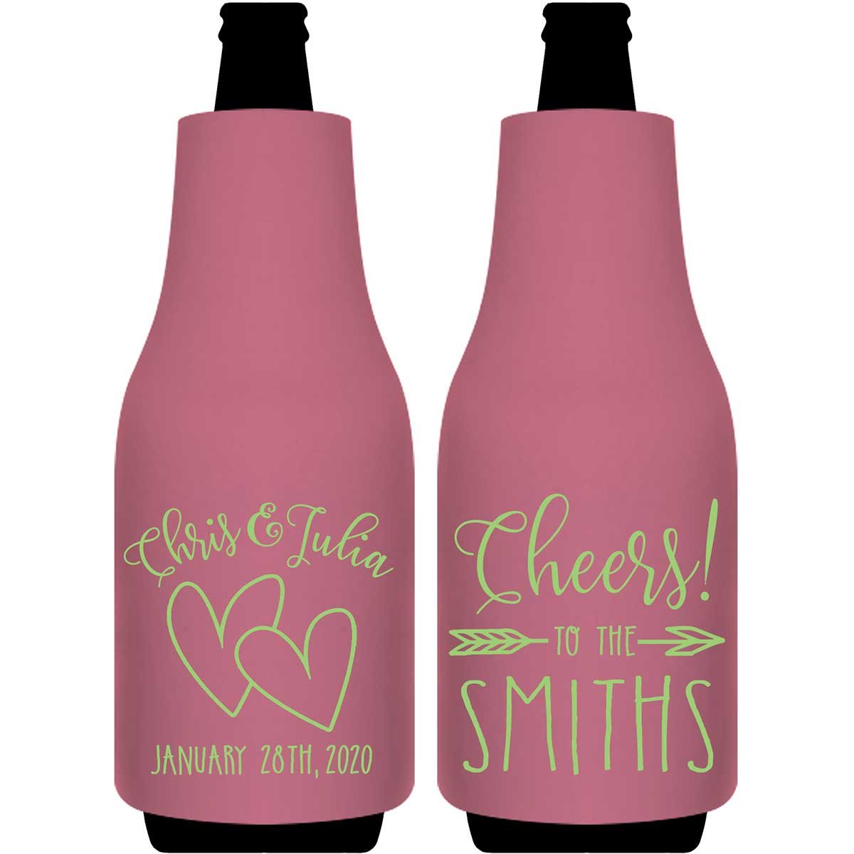 Intertwined Hearts 4B Cheers Foldable Bottle Sleeve Koozies Wedding Gifts for Guests