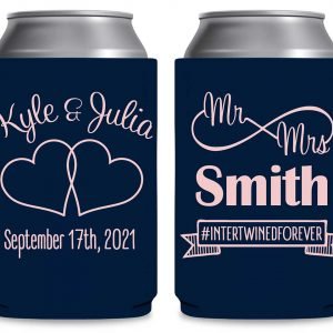 Intertwined Hearts 5A Mr & Mrs Foldable Can Koozies Wedding Gifts for Guests