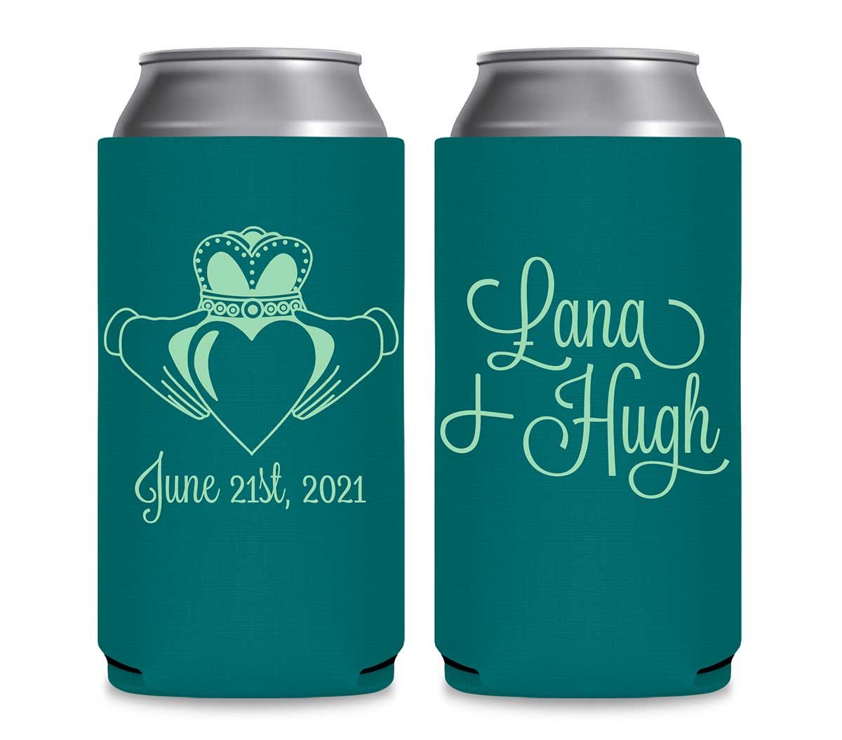 Ireland Love 1A Claddagh Foldable 12 oz Slim Can Koozies Wedding Gifts for Guests