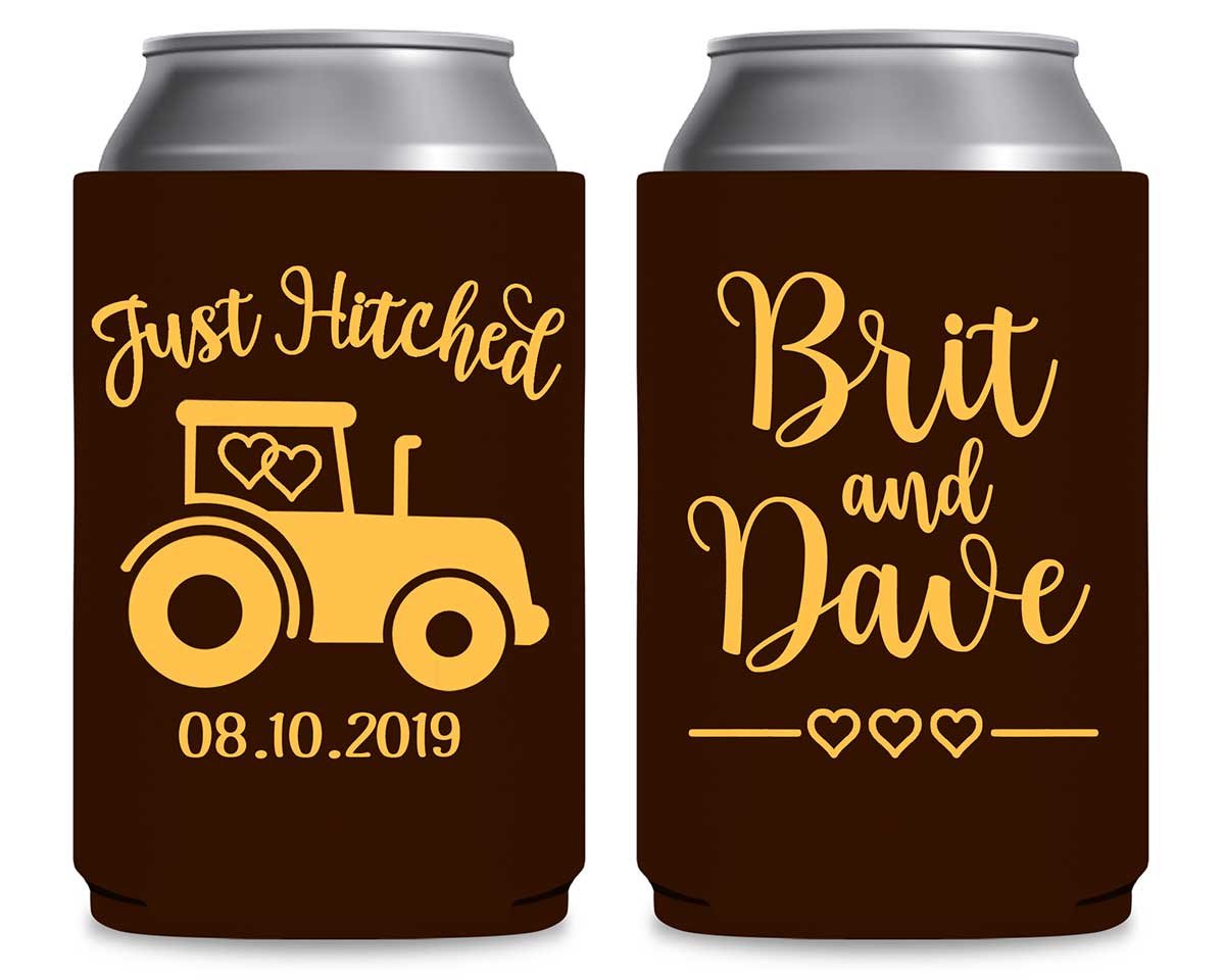 Just Hitched 1A Tractor Design Foldable Can Koozies Wedding Gifts for Guests